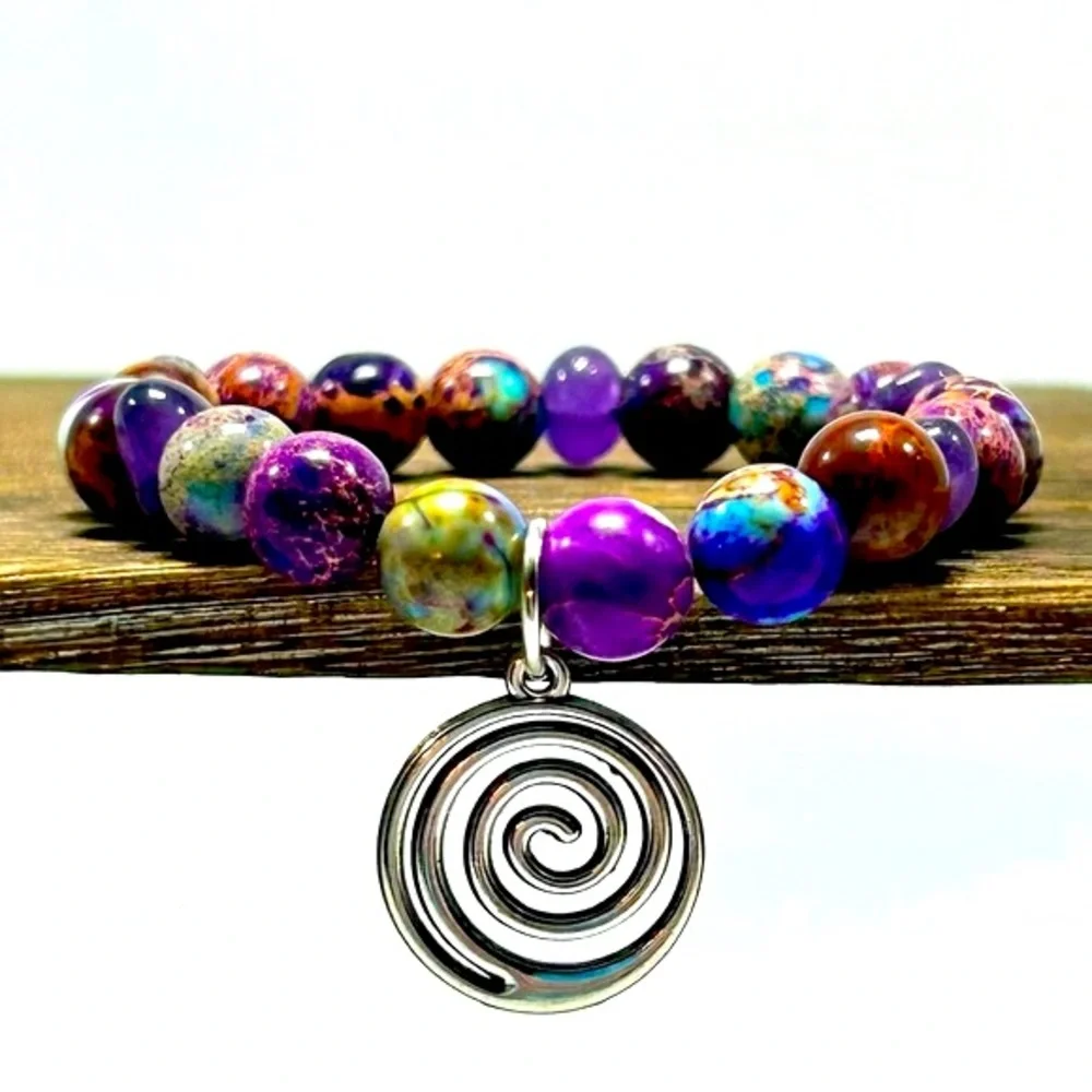 Handmade Galaxy Bracelet with Natural Sea Sediment Stones! - Picture 3 of 4